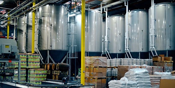 Fermenters inside brewery